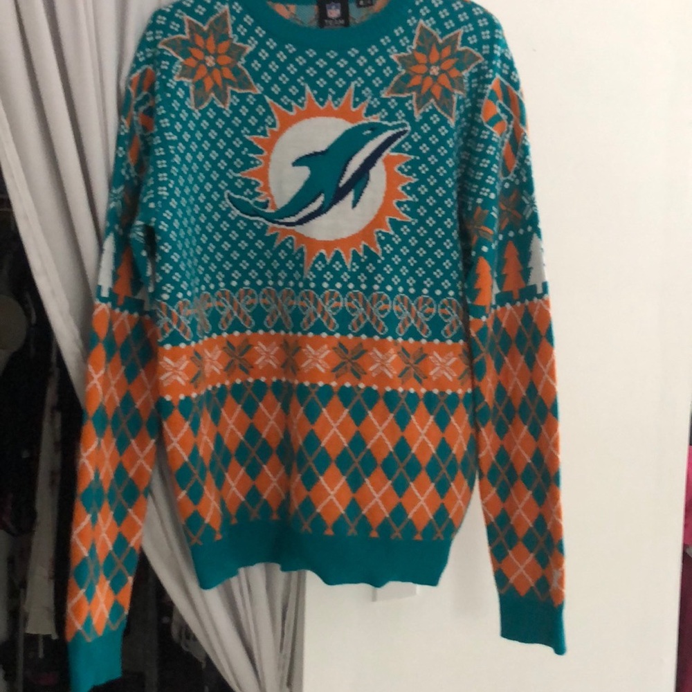 NFL team apparel ,Miami  Dolphins ugly sweater